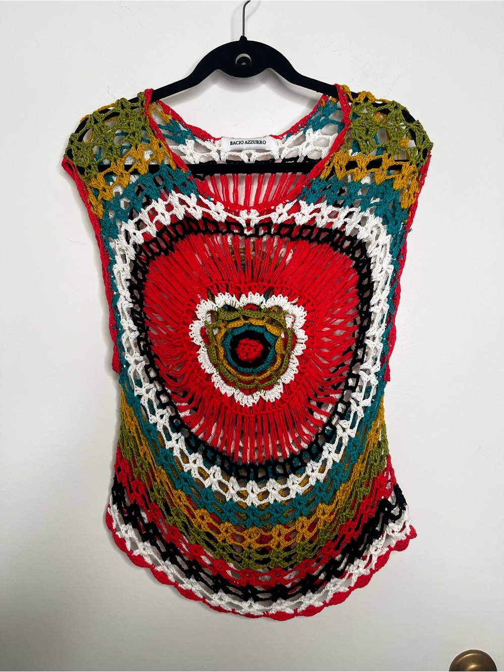 Multicolor Crochet Knit Women's Top Camisole Colorful Small Festival Boho Chic